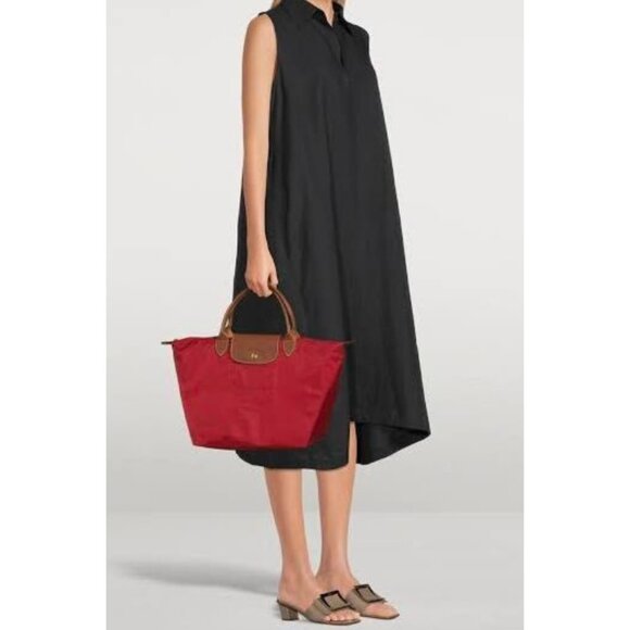 Longchamp Handbags - Longchamp Womens Le Pliage Original M Tote Shoulder Bag Leather Top Handle Red